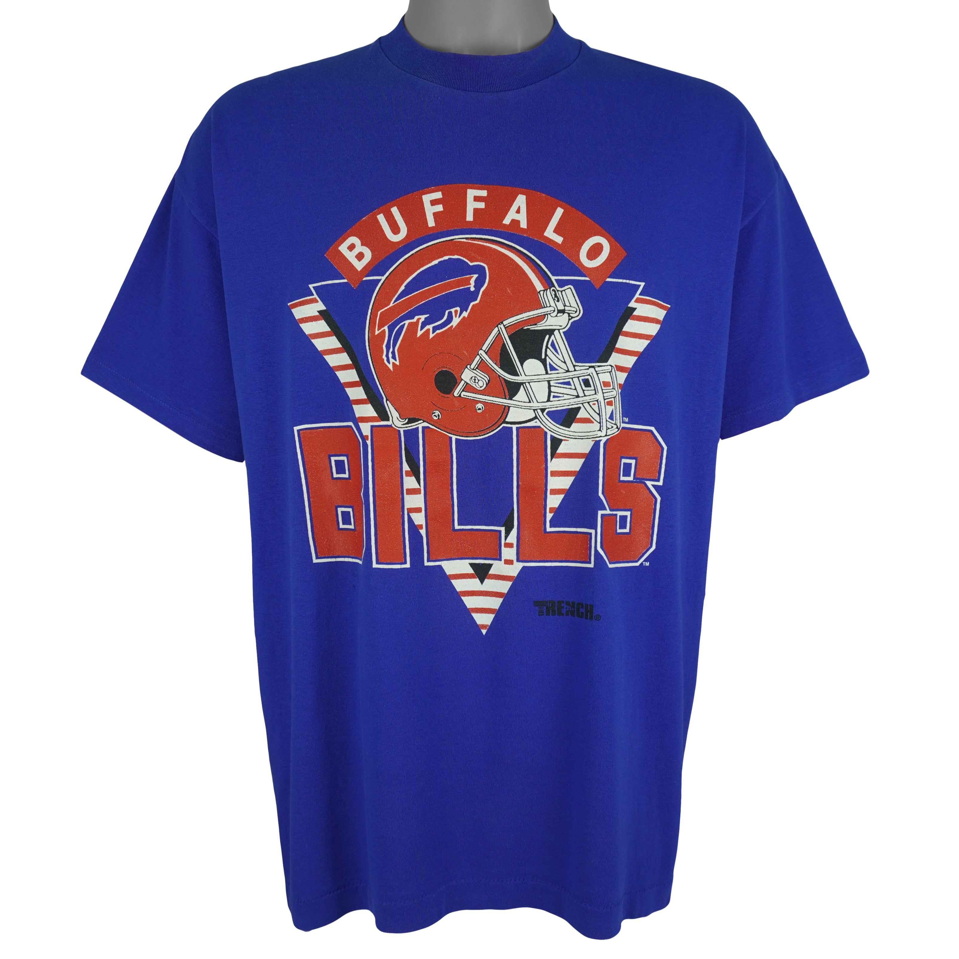 NFL (Trench) - Buffalo Bills Helmet Single Stitch T-Shirt 1990s X-Large Vintage Retro Football