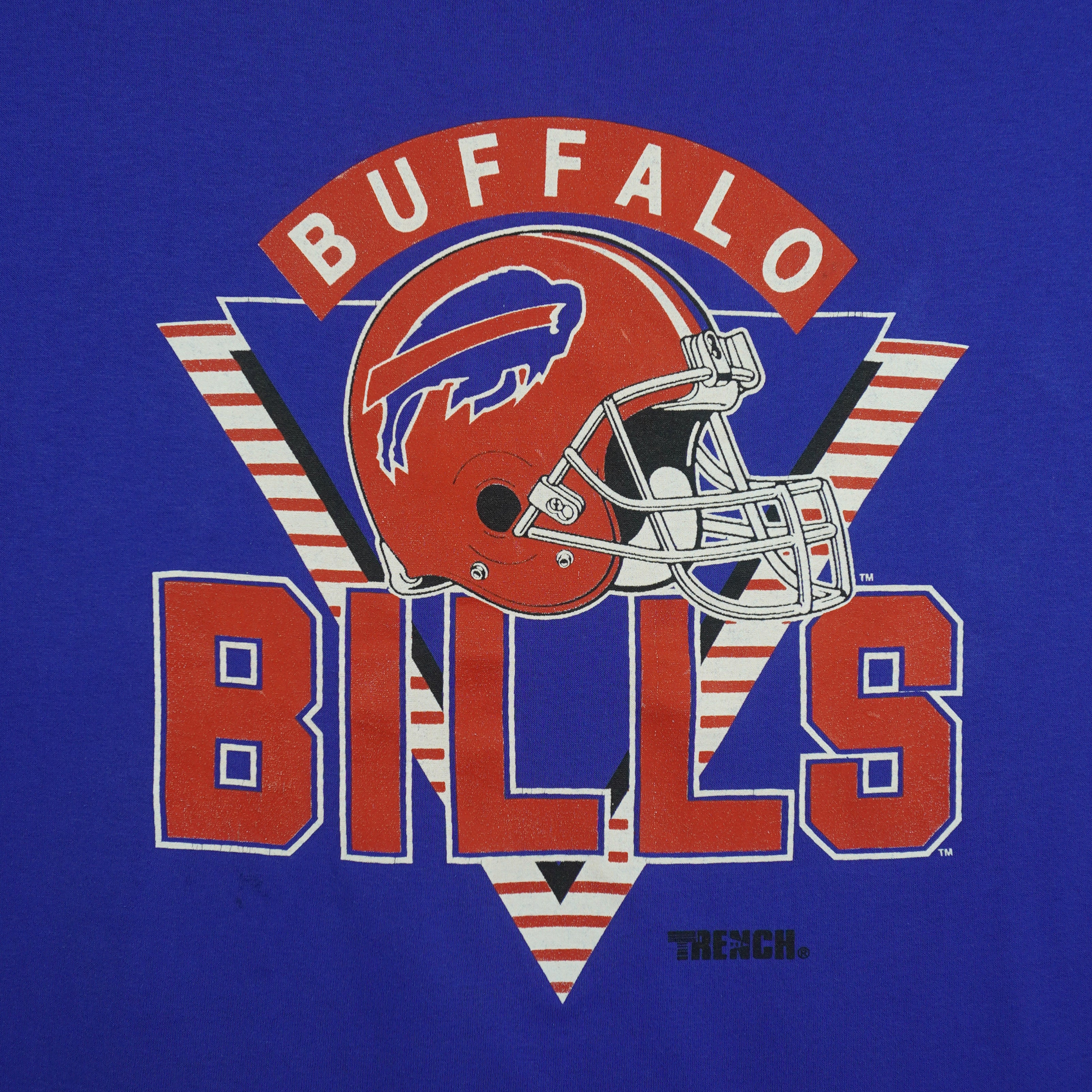 NFL (Trench) - Buffalo Bills Helmet Single Stitch T-Shirt 1990s X-Large Vintage Retro Football