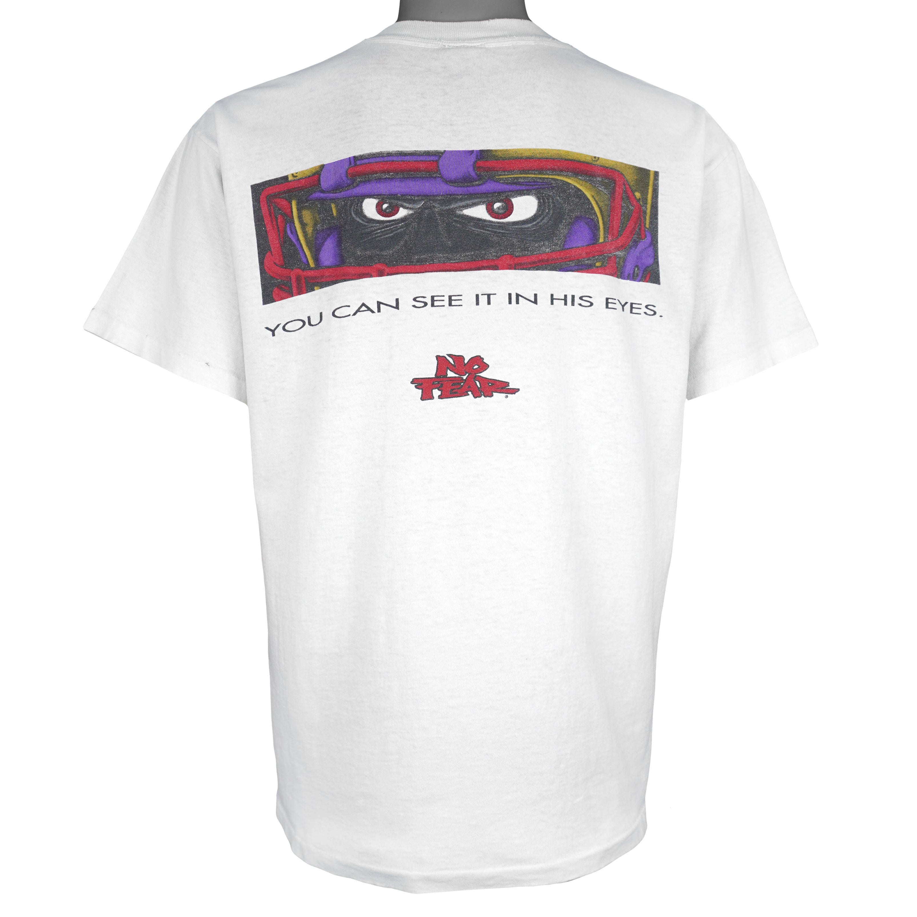 Vintage (No Fear) - You Can See It In His Eyes Hockey Goalie T-Shirt 1990s Large Vintage Retro
