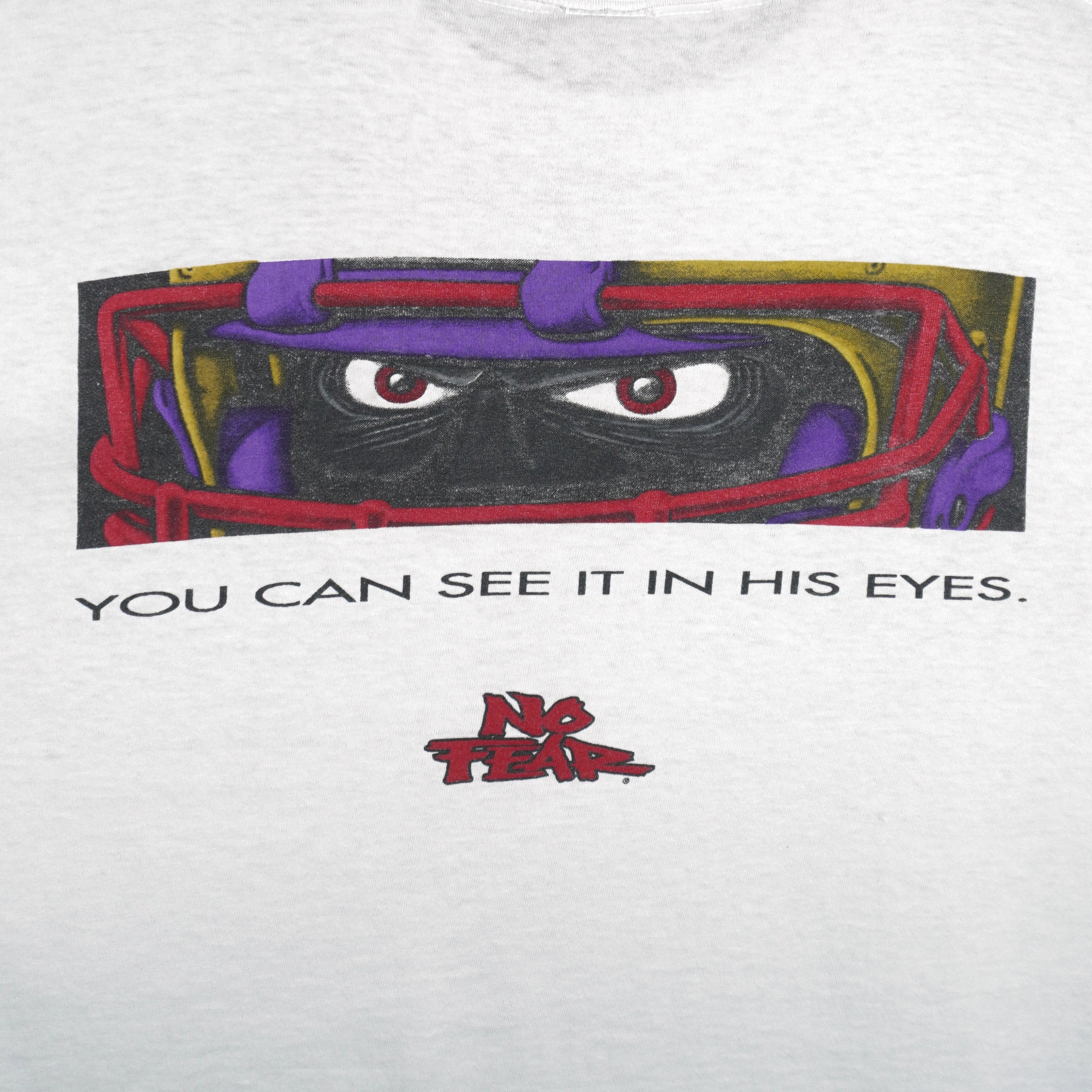 Vintage (No Fear) - You Can See It In His Eyes Hockey Goalie T-Shirt 1990s Large Vintage Retro