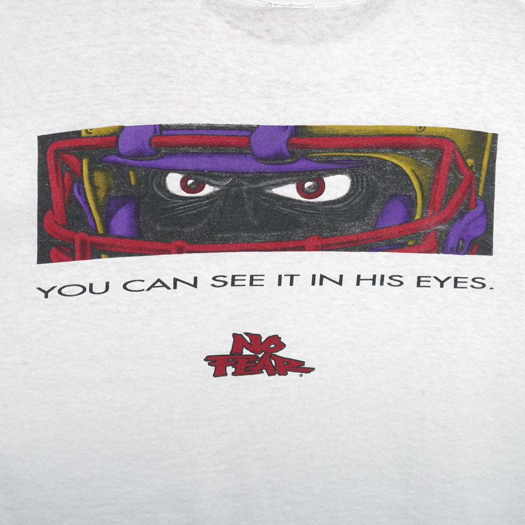 Vintage (No Fear) - You Can See It In His Eyes Hockey Goalie T-Shirt 1990s Large Vintage Retro