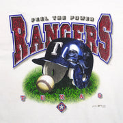 MLB (Aaron) - Texas Rangers Baseball Helmet T-Shirt 2000 X-Large Vintage Retro Baseball