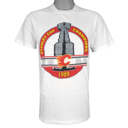 NHL - Calgary Flames Stanley Cup Champs T-Shirt 1989 Medium Vintage Retro