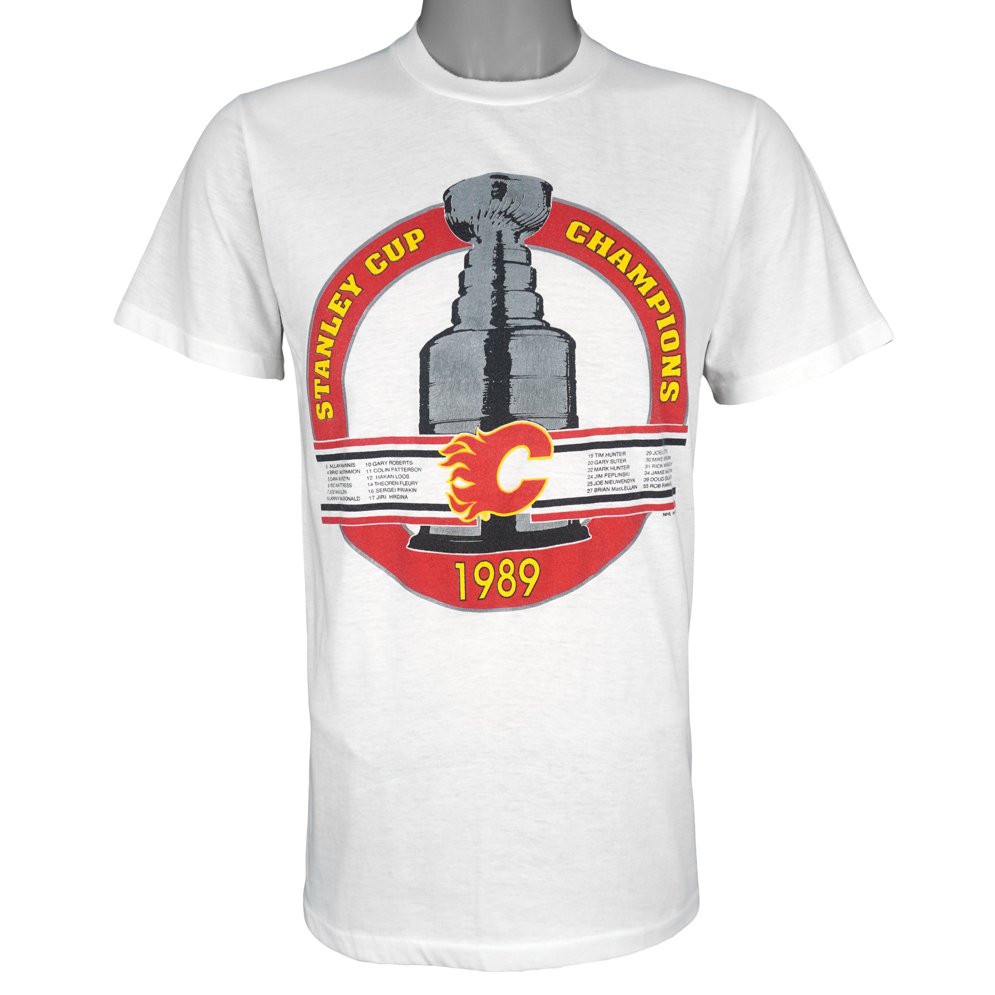 NHL - Calgary Flames Stanley Cup Champs T-Shirt 1989 Medium Vintage Retro