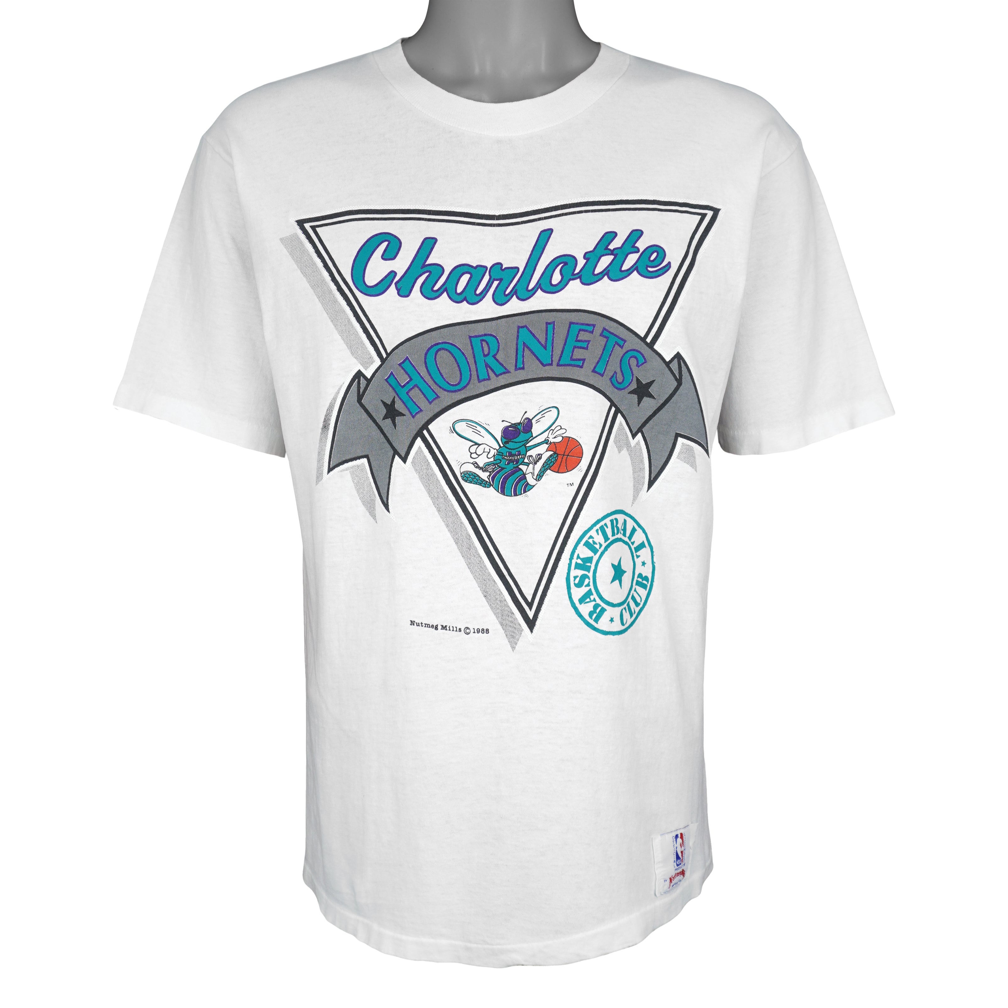 NBA (Nutmeg) - Charlotte Hornets Single Stitch T-Shirt 1988 Large Vintage Retro Basketball