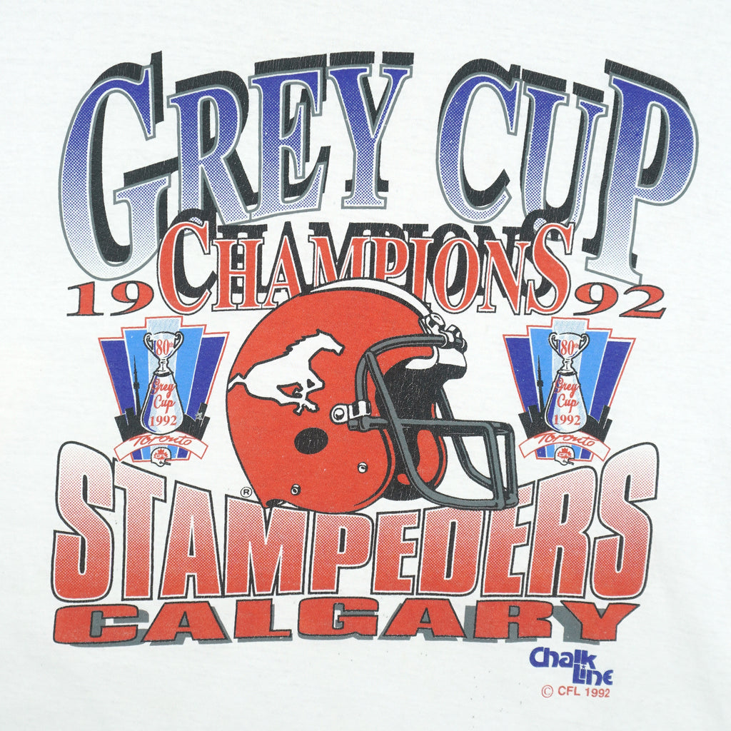 CFL - Calgary Stampeders Grey Cup Champions T-Shirt 1992 X-Large Vintage Retro Football