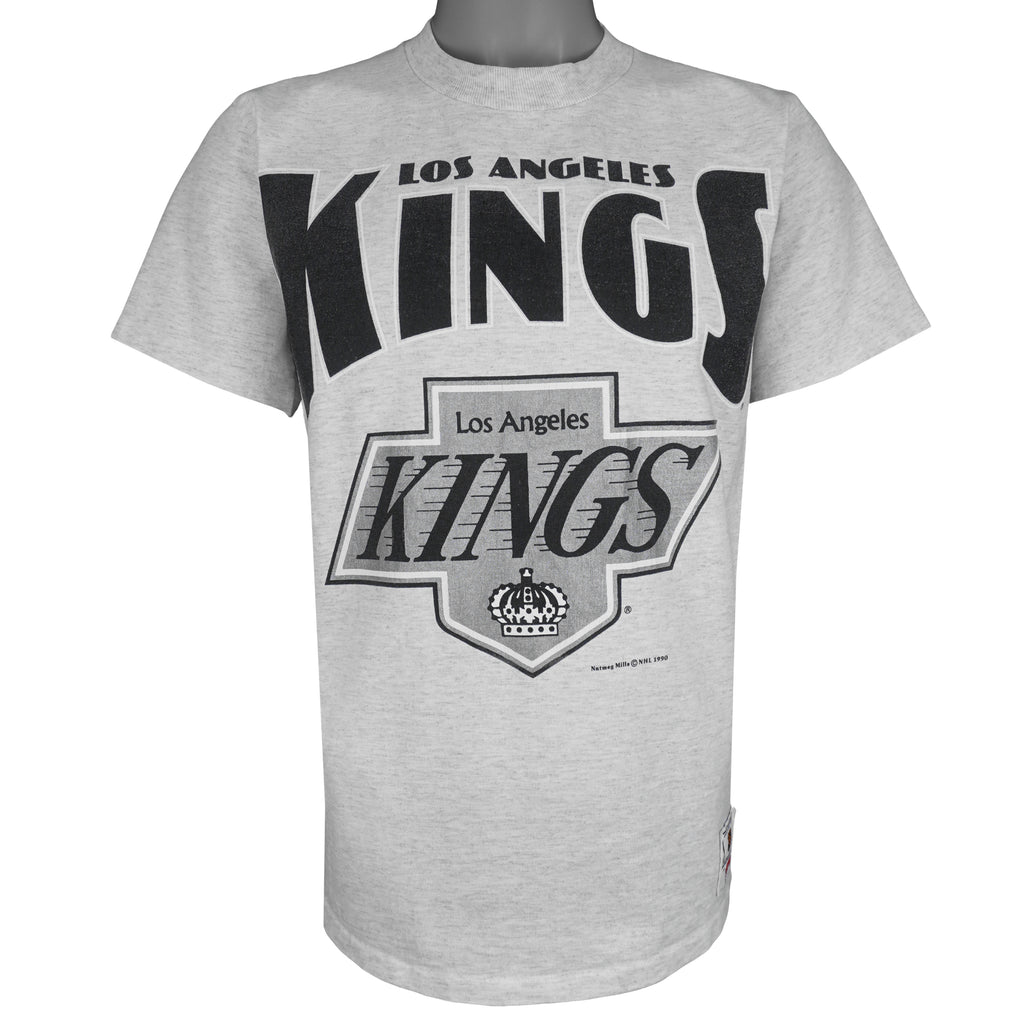 NHL (Nutmeg) - Grey Los Angeles Kings T-Shirt 1990 Medium Vintage Retro Hockey
