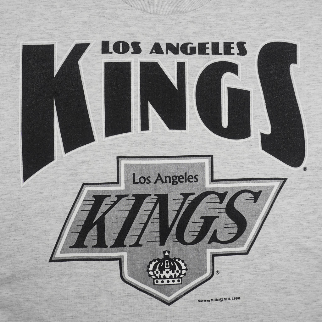 NHL (Nutmeg) - Grey Los Angeles Kings T-Shirt 1990 Medium Vintage Retro Hockey