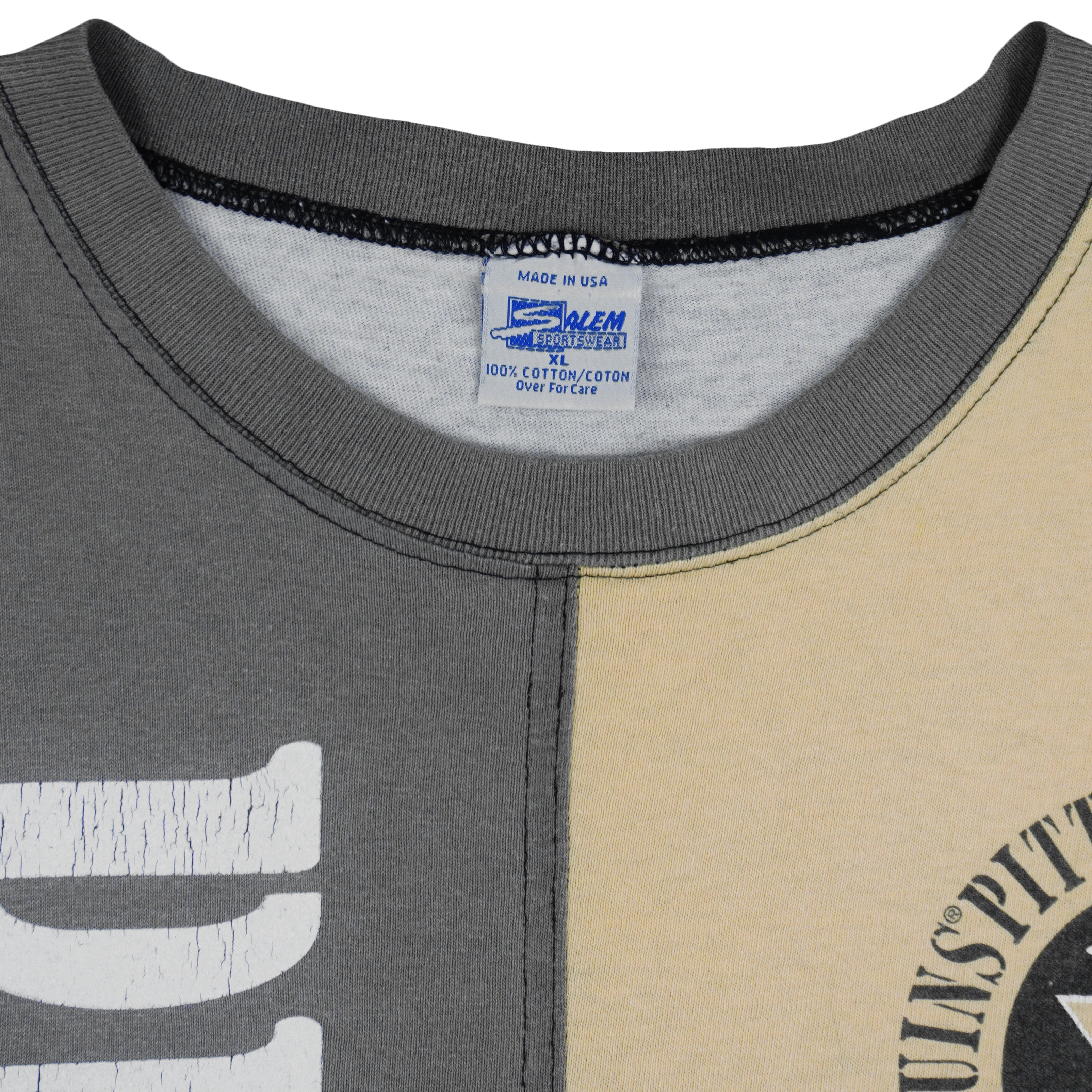 NHL (Salem) - Grey and Yellow Pittsburgh Penguins T-Shirt 1990s X-Large Vintage Retro Hockey