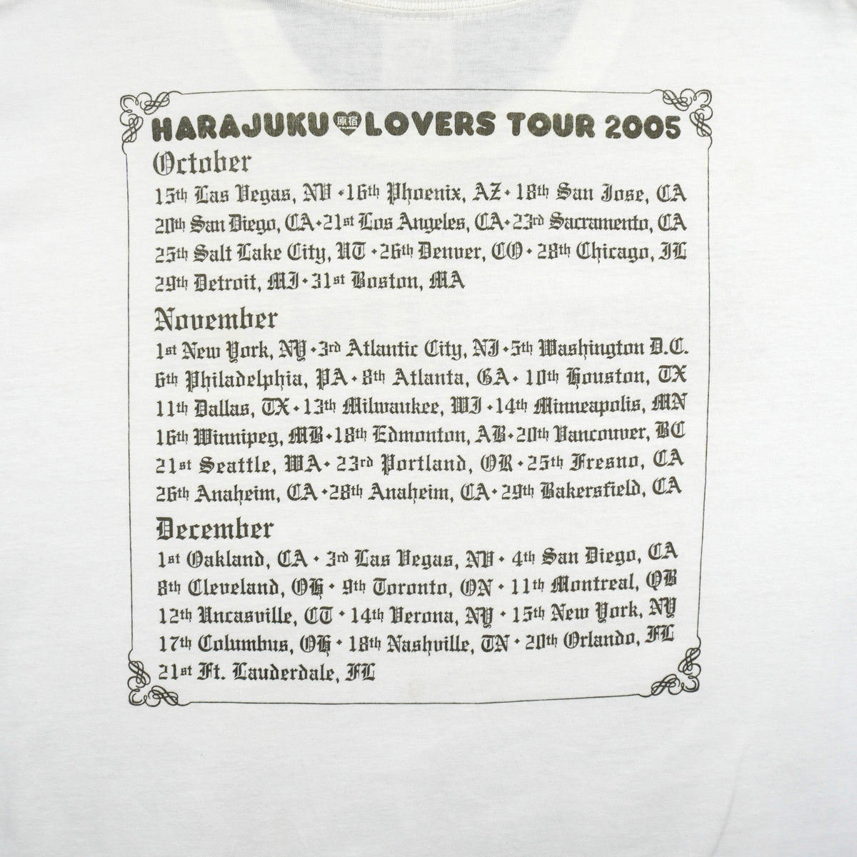 Vintage (Cygnus) - Gwen Stefani Harajuku Lovers Tour T-Shirt 2005 Large Vintage Retro