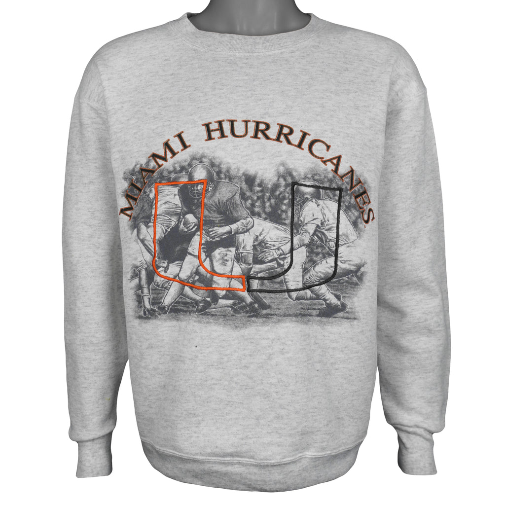 NCAA - Miami Hurricanes Football Crew Neck Sweatshirt 1990s Large Vintage Retro