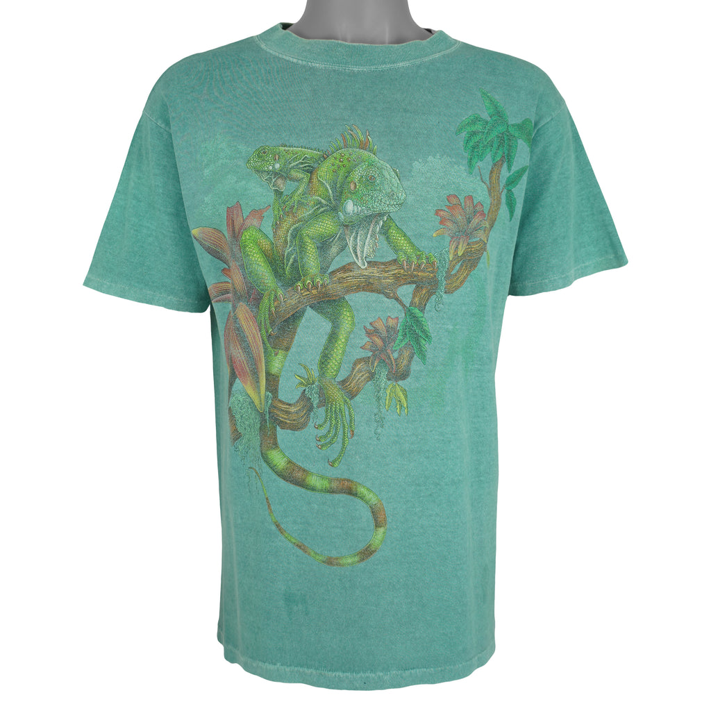 Vintage (Harlequin) - Iguana Animal Print T-Shirt 1990s Medium Vintage Retro