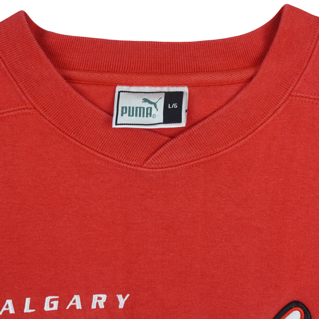 Puma (CFL) - Calgary Stampeders Crew Neck Sweatshirt 1990s Large Vintage Retro Football