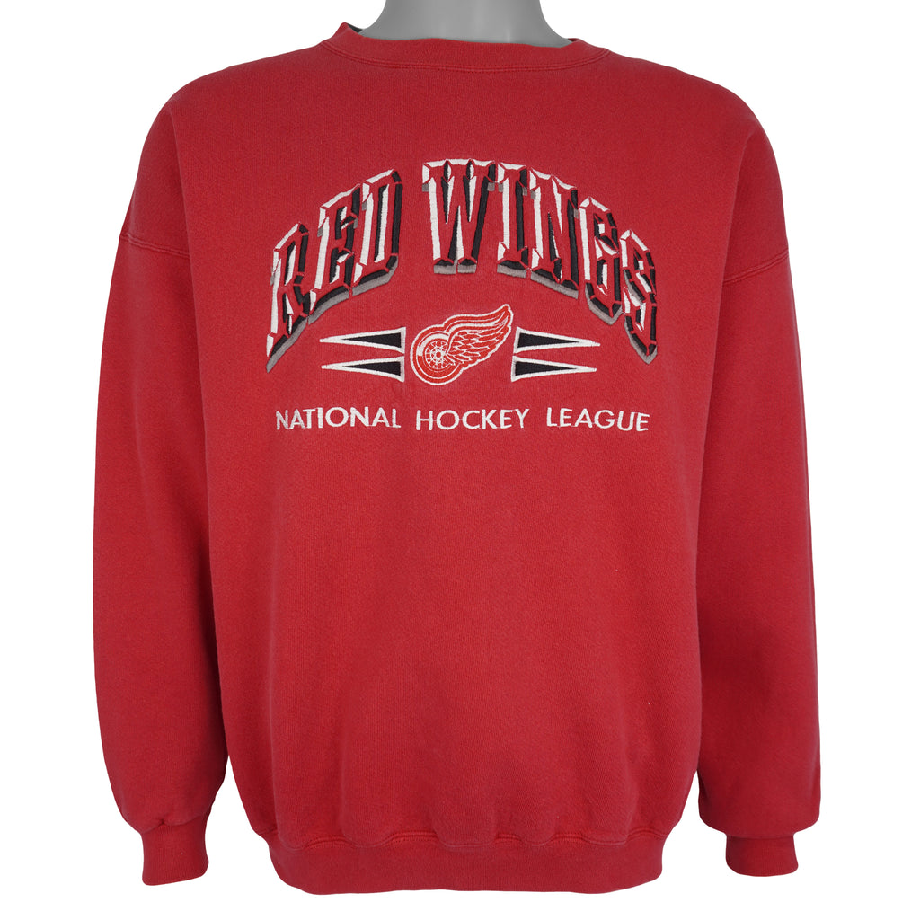 NHL (Logo Athletic) - Detroit Red Wings Crew Neck Sweatshirt 1990s Large Vintage Retro Hockey