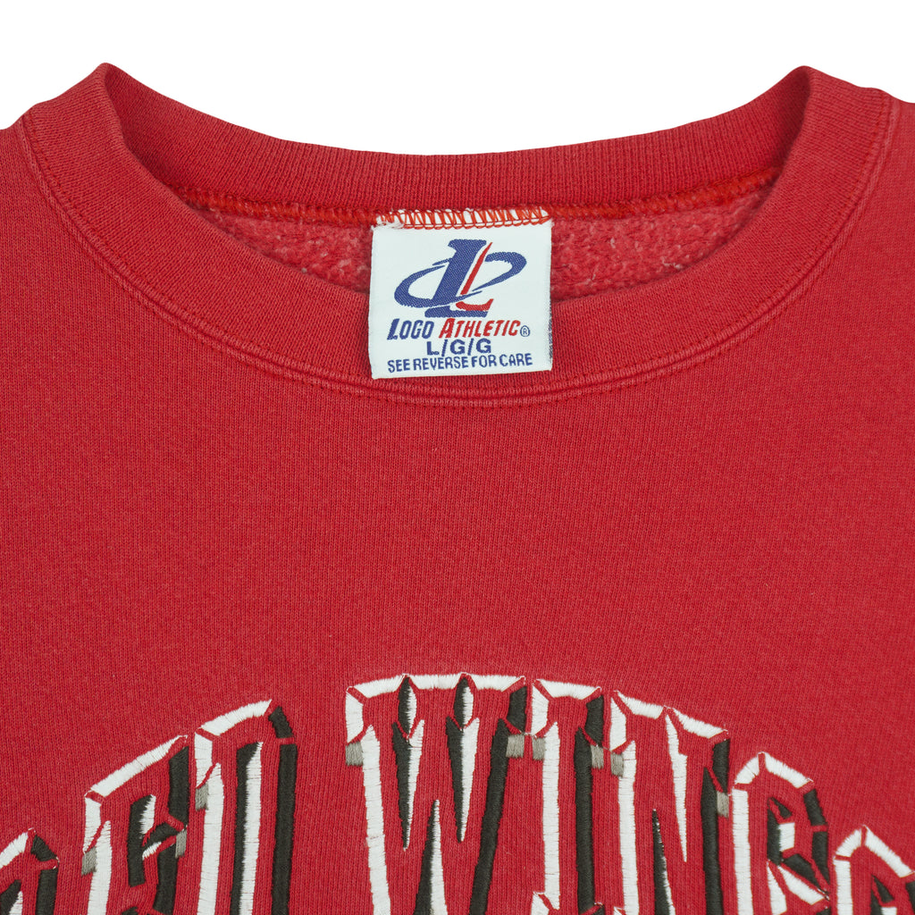 NHL (Logo Athletic) - Detroit Red Wings Crew Neck Sweatshirt 1990s Large Vintage Retro Hockey