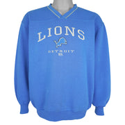 NFL - Detroit Lions Embroidered V-Neck Sweatshirt 1990s Large Vintage Retro Football