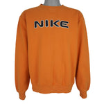 Nike - Orange Big Spell-Out Crew Neck Sweatshirt 1990s Medium