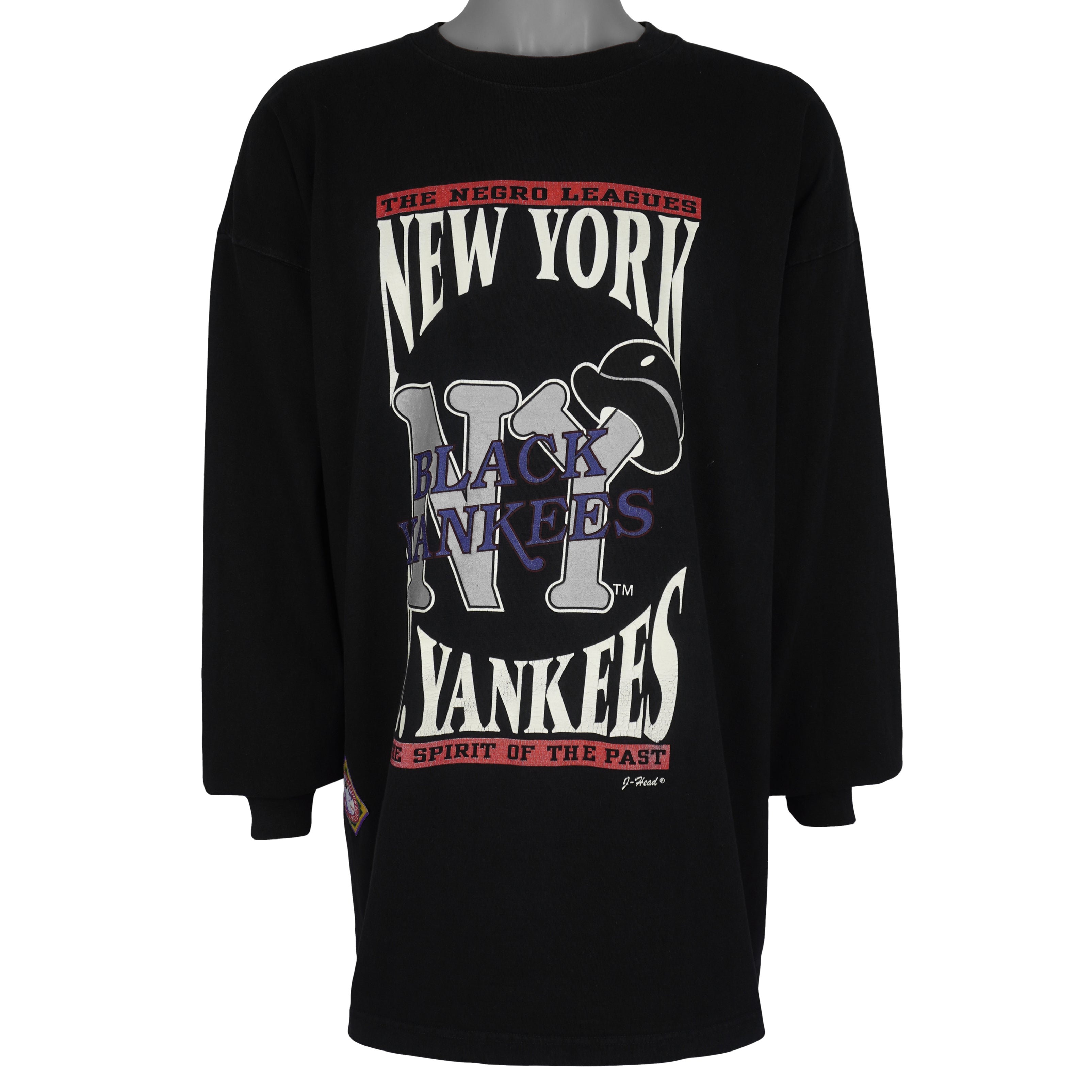 MLB (Ocean Bay) - New York Black Yankees Long Sleeve Shirt 1990s 2X-Large Vintage Retro Baseball
