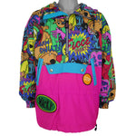 Vintage (Ficce Sports) - Wacky Races Overprinted Pink Hooded Jacket 1990s Large