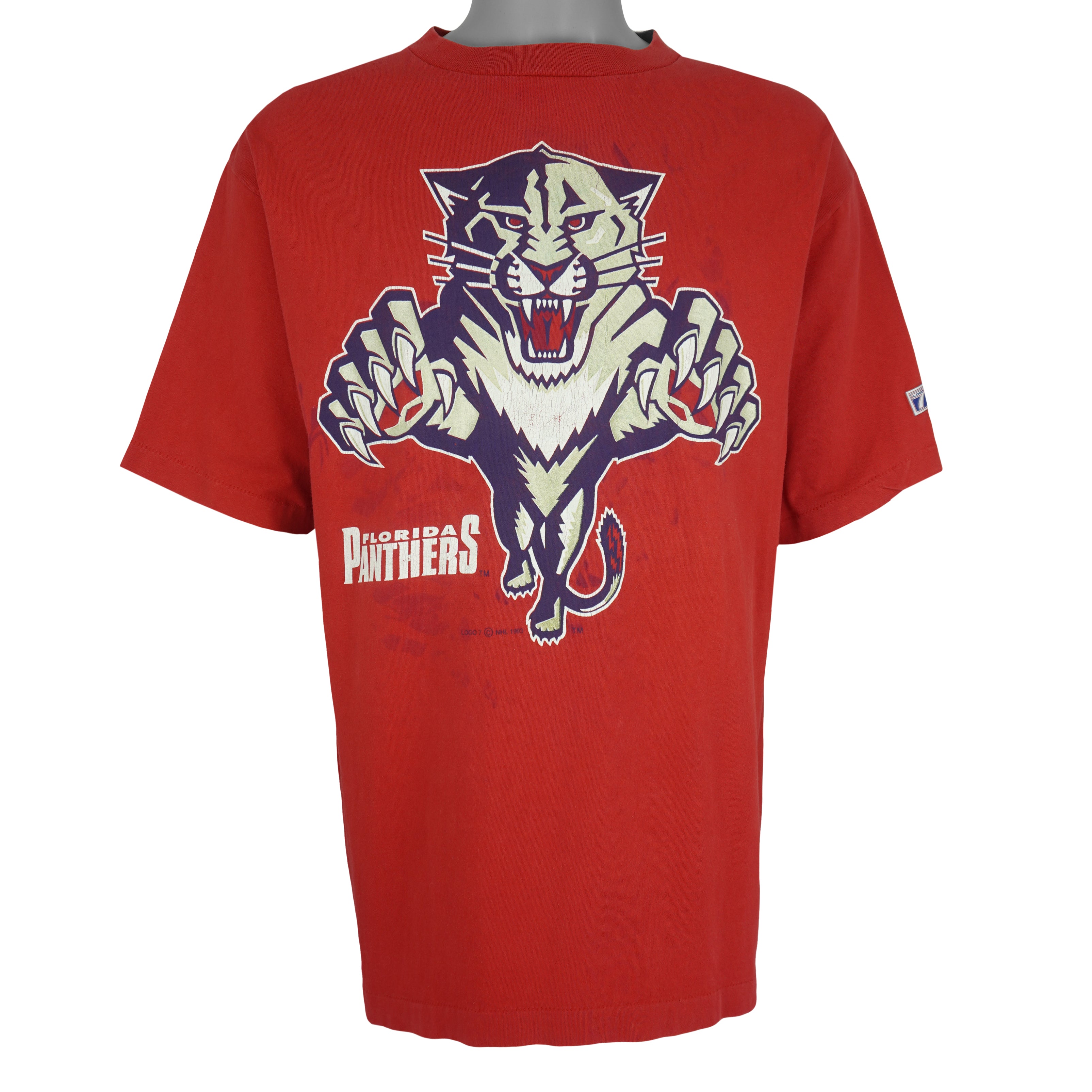 NHL (Logo 7) - Florida Panthers Big Logo T-Shirt 1993 X-Large Vintage Retro Hockey