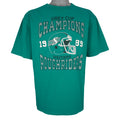 CFL (Waves) - Saskatchewan Roughriders Grey Cup Champions T-Shirt 1989 Large Vintage Retro Football