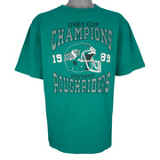 CFL (Waves) - Saskatchewan Roughriders Grey Cup Champions T-Shirt 1989 Large Vintage Retro Football