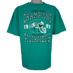CFL (Waves) - Saskatchewan Roughriders Grey Cup Champions T-Shirt 1989 Large Vintage Retro Football