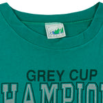 CFL (Waves) - Saskatchewan Roughriders Grey Cup Champions T-Shirt 1989 Large Vintage Retro Football