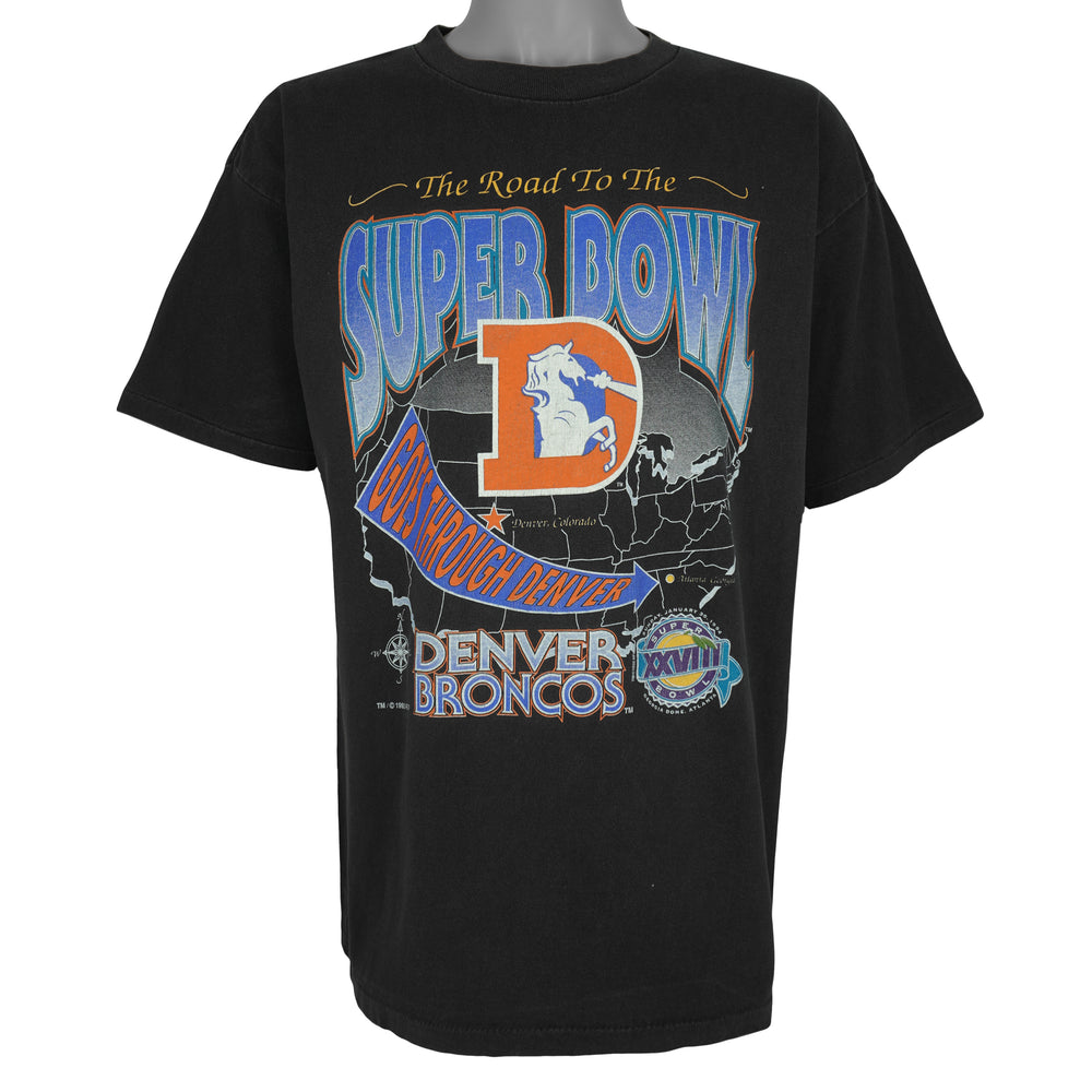 NFL (Salem) - Denver Broncos Super Bowl Champions T-Shirt 1993 Large Vintage Retro Football