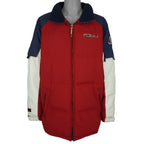 FUBU - Blue Embroidered Zip-Up Puffer Jacket 1990s X-Large Vintage Retro