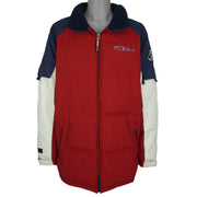 FUBU - Blue Embroidered Zip-Up Puffer Jacket 1990s X-Large Vintage Retro