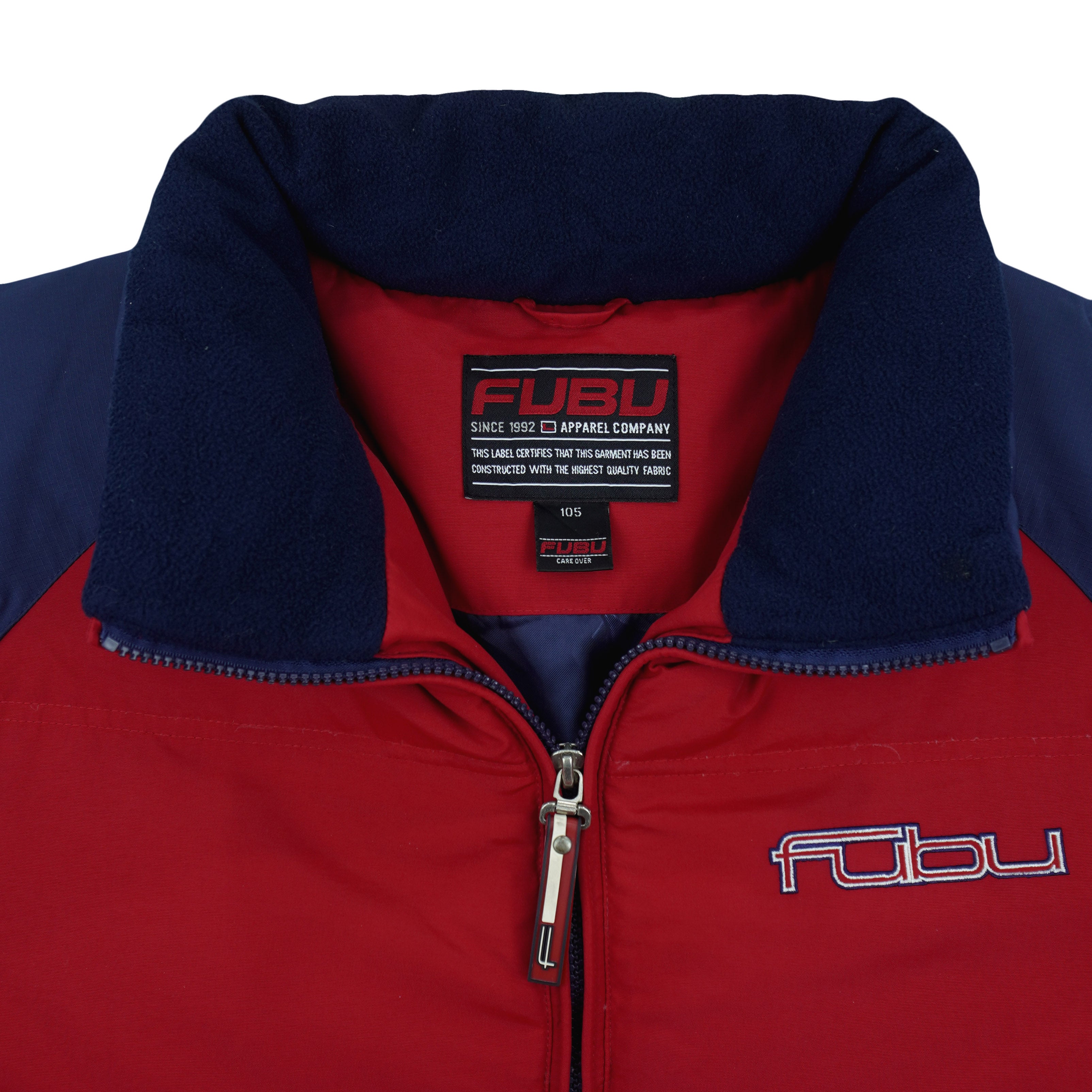 FUBU - Blue Embroidered Zip-Up Puffer Jacket 1990s X-Large Vintage Retro