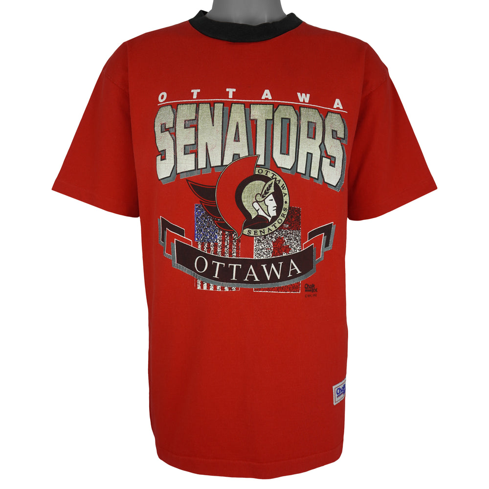 NHL (Chalk Line) - Ottawa Senators Spell-Out T-Shirt 1992 Large Vintage Retro Hockey