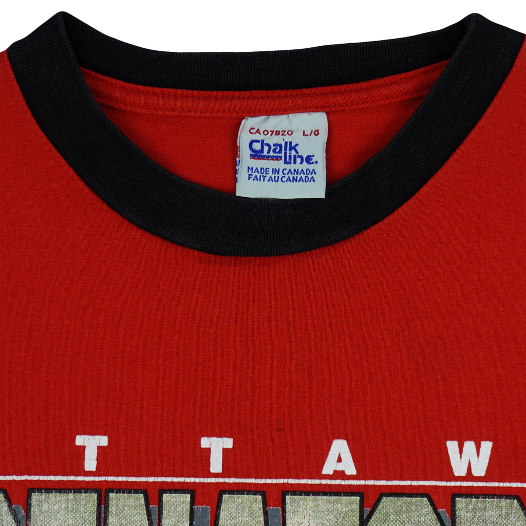 NHL (Chalk Line) - Ottawa Senators Spell-Out T-Shirt 1992 Large Vintage Retro Hockey