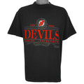 NHL (Trench) - New Jersey Devils Hockey T-Shirt 1992 X-Large Vintage Retro Hockey