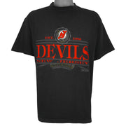 NHL (Trench) - New Jersey Devils Hockey T-Shirt 1992 X-Large Vintage Retro Hockey