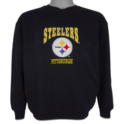 NFL (Mighty-Mac) - Pittsburgh Steelers Embroidered Crew Neck Sweatshirt 1990s Medium Vintage Retro Football