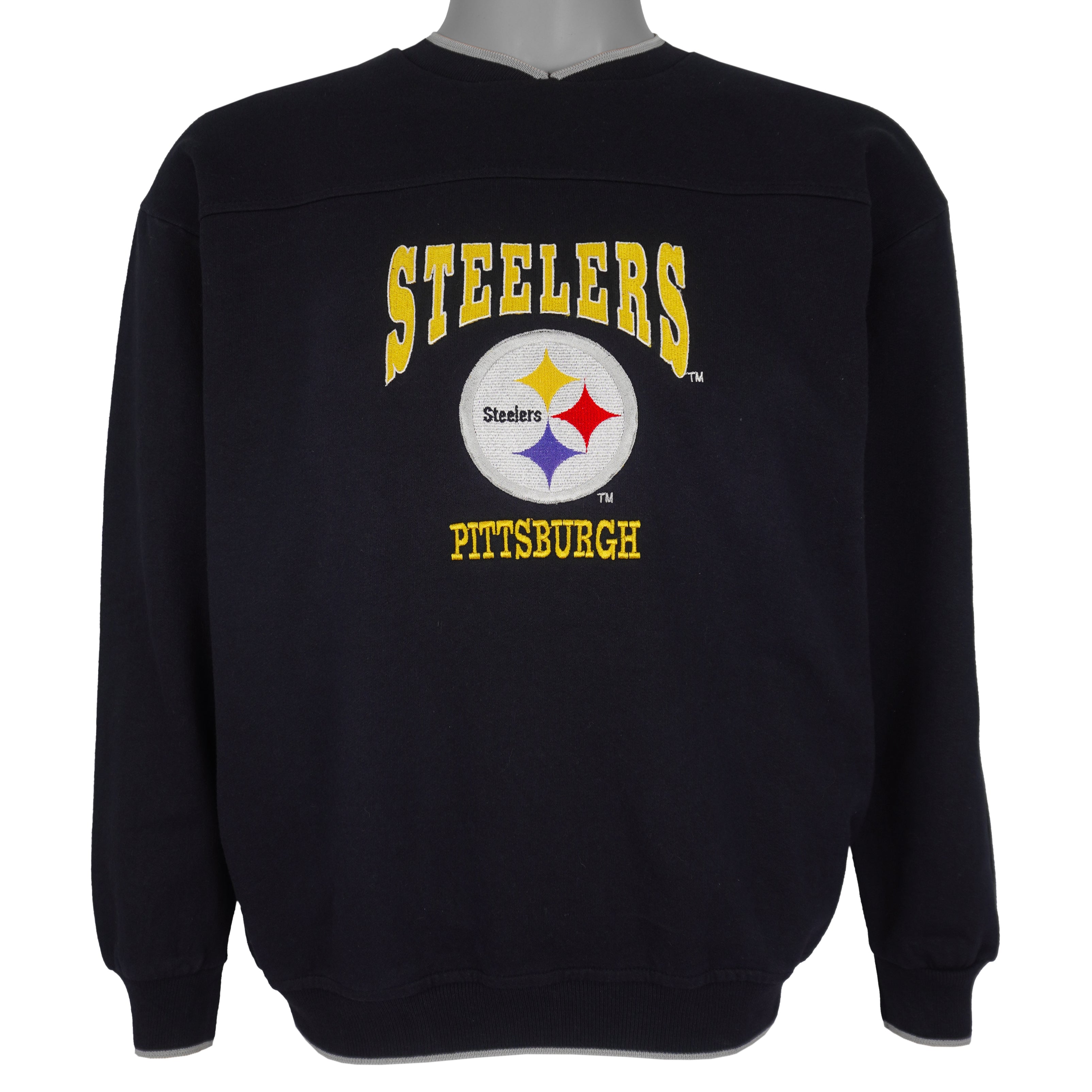 NFL (Mighty-Mac) - Pittsburgh Steelers Embroidered Crew Neck Sweatshirt 1990s Medium Vintage Retro Football