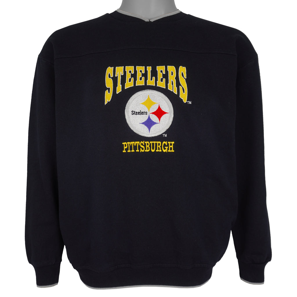 NFL (Mighty-Mac) - Pittsburgh Steelers Embroidered Crew Neck Sweatshirt 1990s Medium Vintage Retro Football