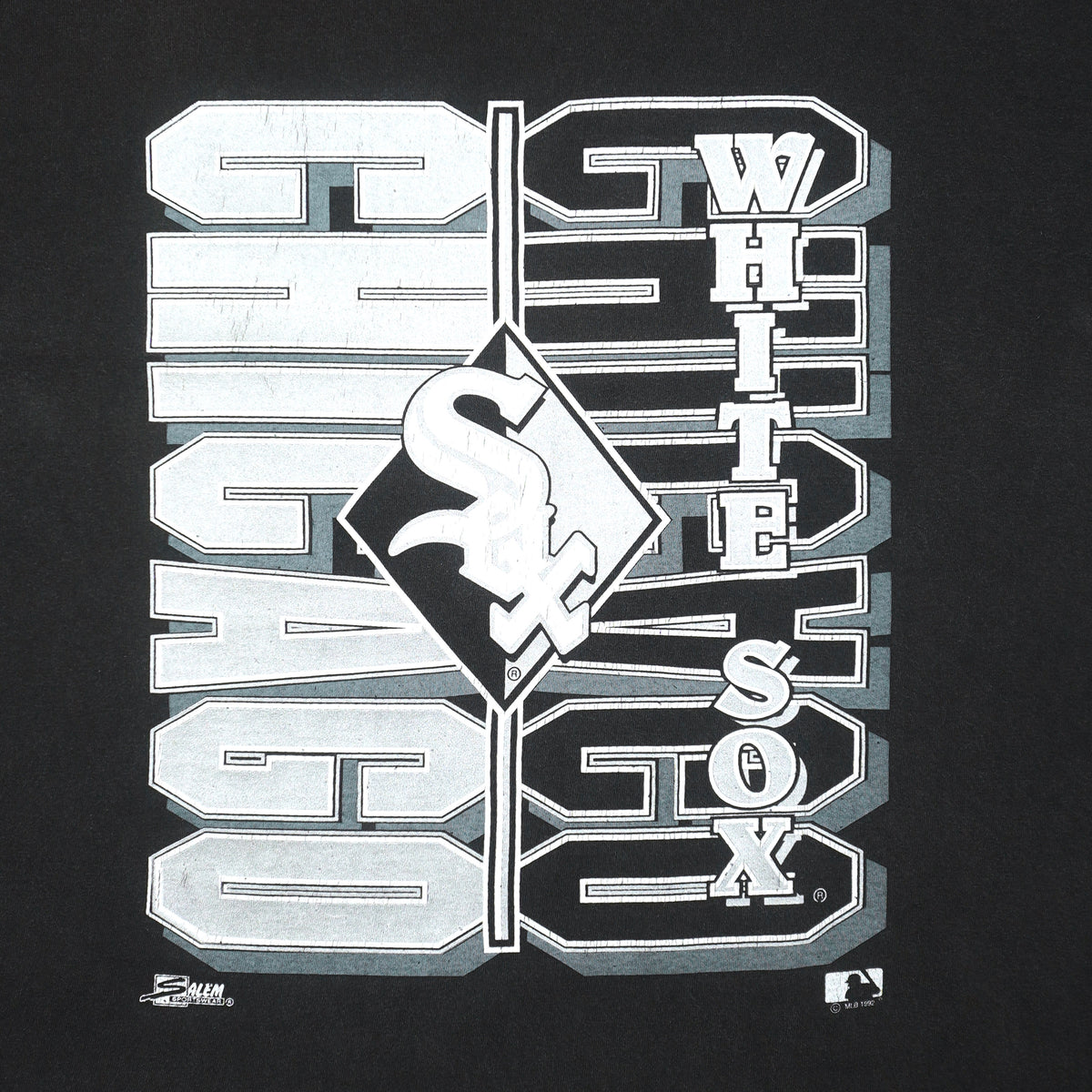 MLB (Front Row) - Black & Grey Chicago White Sox T-Shirt 1992 X-Large Vintage Retro Baseball