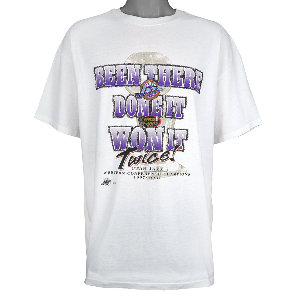 NBA - Utah Jazz, Been There Done It Won It Twice Finals Champions T-Shirt 1998 XX-Large Vintage Retro Basketball