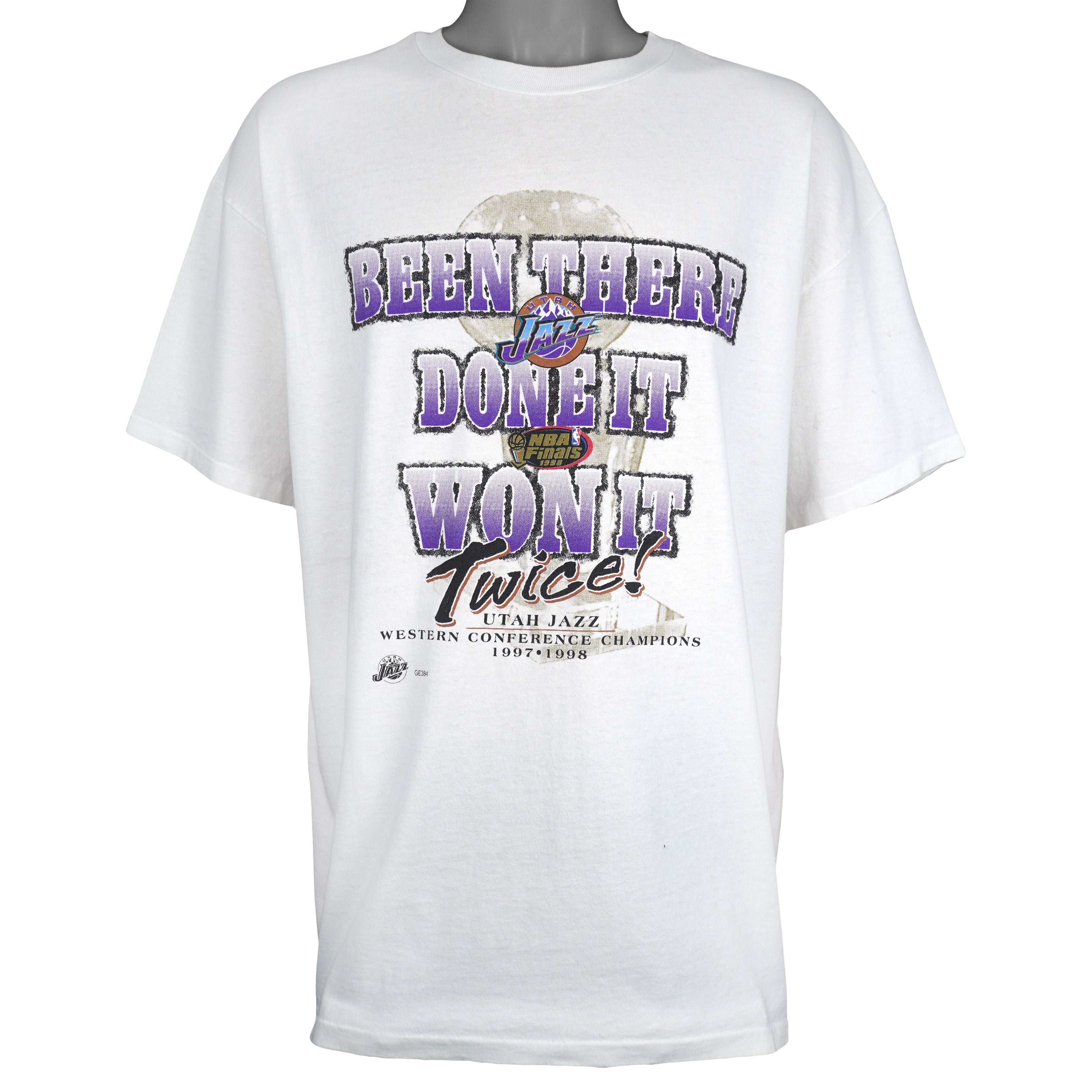 NBA - Utah Jazz, Been There Done It Won It Twice Finals Champions T-Shirt 1998 XX-Large Vintage Retro Basketball