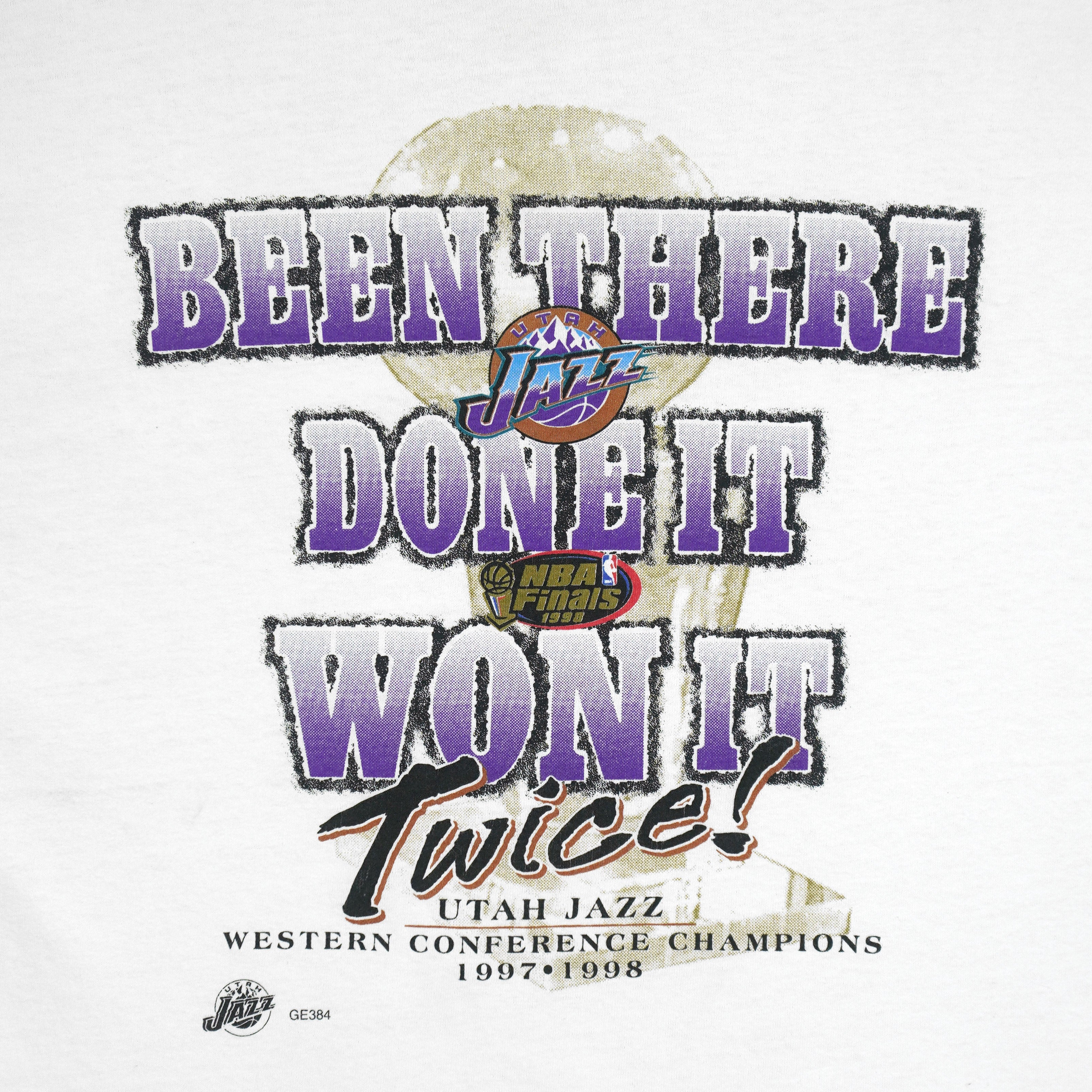NBA - Utah Jazz, Been There Done It Won It Twice Finals Champions T-Shirt 1998 XX-Large Vintage Retro Basketball
