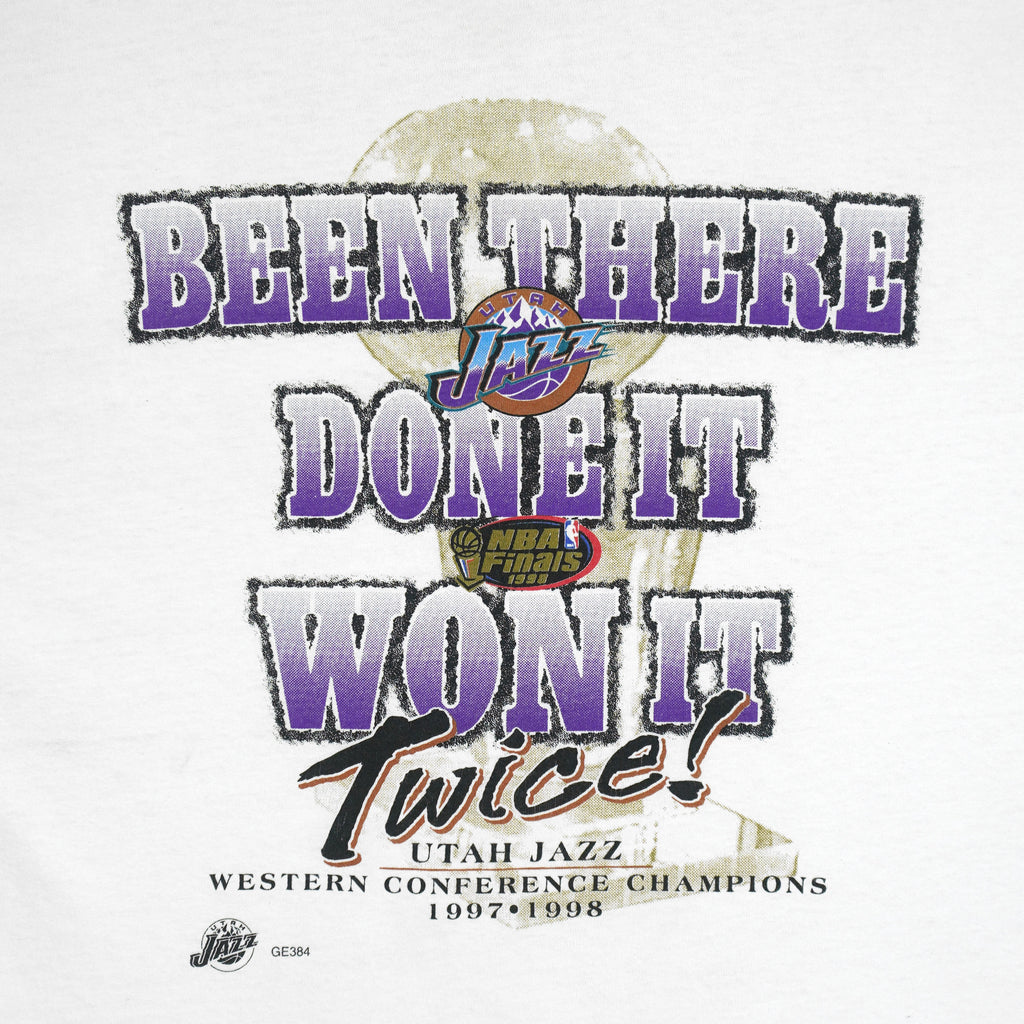 NBA - Utah Jazz, Been There Done It Won It Twice Finals Champions T-Shirt 1998 XX-Large Vintage Retro Basketball
