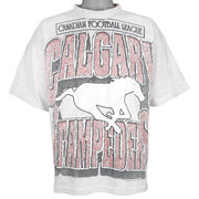 CFL (Softwear) - Calgary Stampeders Crackle Spell-Out T-Shirt 1993 Large Vintage Retro Football