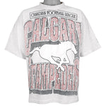 CFL (Softwear) - Calgary Stampeders Crackle Spell-Out T-Shirt 1993 Large