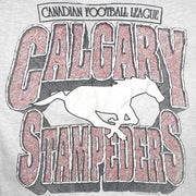 CFL (Softwear) - Calgary Stampeders Crackle Spell-Out T-Shirt 1993 Large Vintage Retro Football