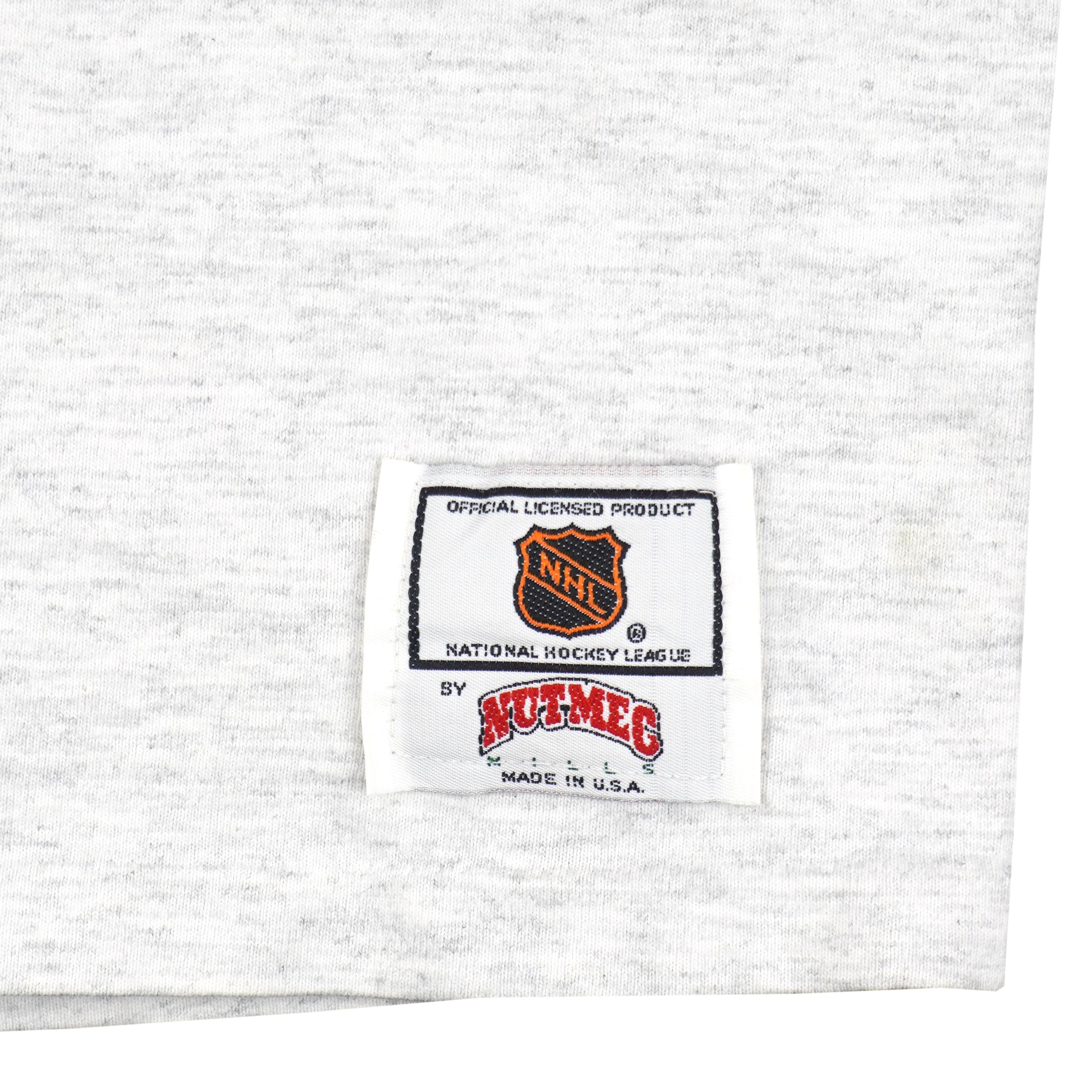 NHL (Nutmeg) - San Jose Sharks Big Spell-Out T-Shirt 1990s Large Vintage Retro Hockey