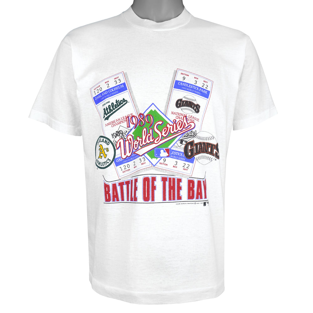 MLB (Salem) - San Francisco Giants VS Oakland Athletics Matchups Tickets T-Shirt 1989 Large Vintage Retro Baseball