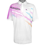 Le Coq Sportif - White Abstract Polo Shirt 1990s Large Vintage Retro